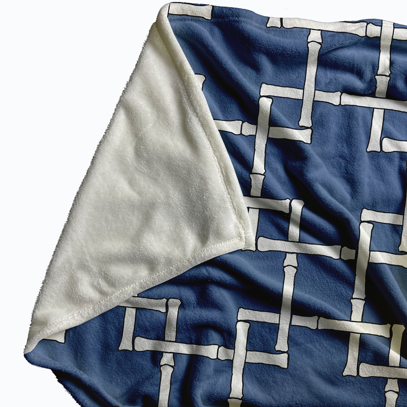 Botanical Blooms Throw Blanket, 60" L x 50" W x 0.5" D, Blue