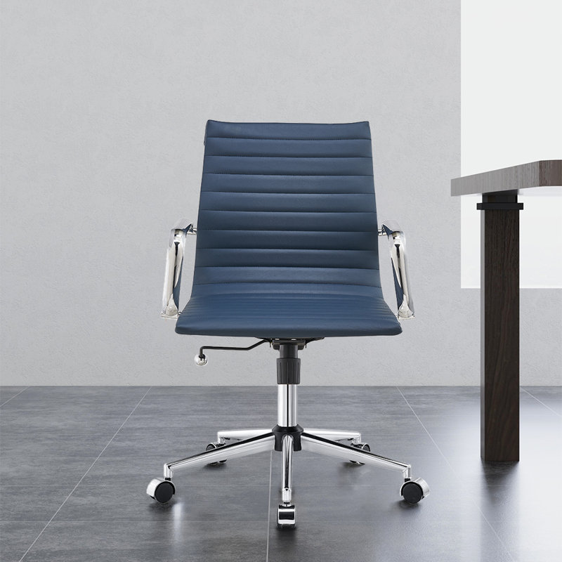 Fauteuil de conférence ergonomique à dossier moyen Rogalski, Argent, Bleu marine