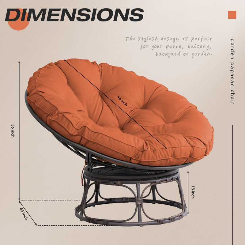 Chaise Papasan toutes saisons avec coussin Eneas, Orange