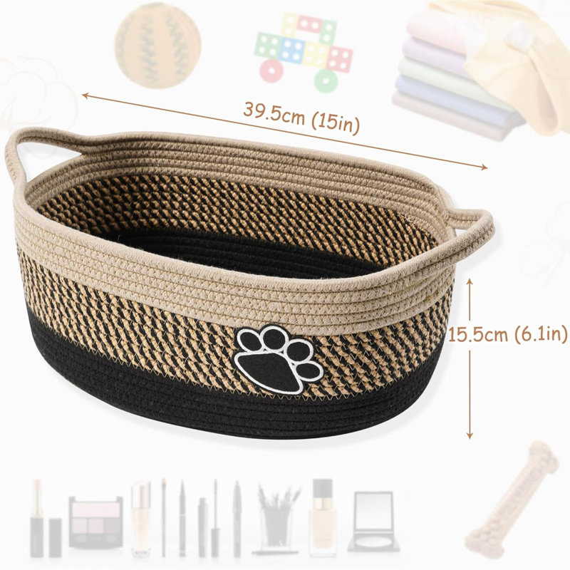 Small Woven Baskets For Organizing Rope Storage Basket With Handle Cute Cotton Nursery Gift Dog Toy Bins Organizer