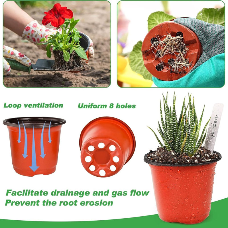 Ensemble de 4 pots de 4 pots en plastique avec étiquettes