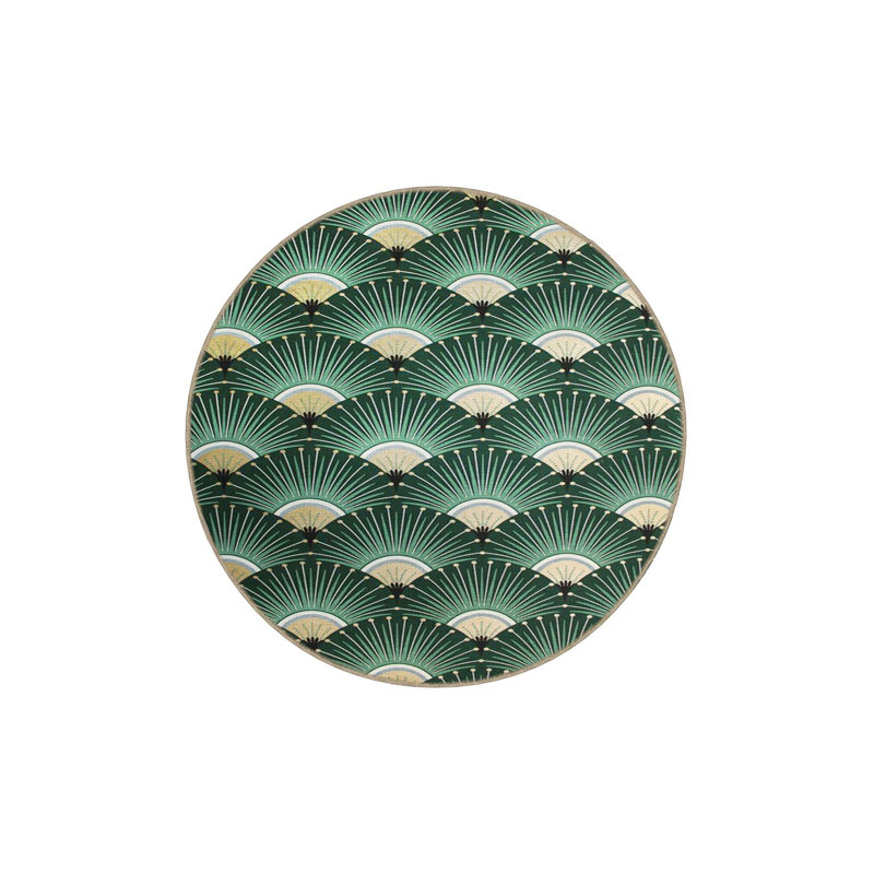 Green Disk Patterned Woven Rug, Rectangle 3'11" x 5'11" Rug Pad Included
