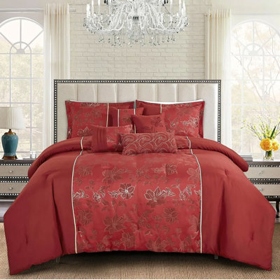 Ensemble d'édredon pour grand lit 7 pièces Red