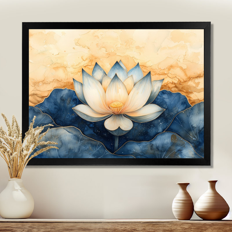 Lis Lily Aura de lotus II - salon d'art mural Lotus, H 24 po x l 32 po, Reproduction encadrée, Black