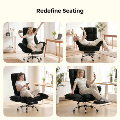 Big and Tall Office Chair, Flip Armrests for Pets & Cross Legged Sitting, Executive Ergonomic Computer Gaming Chair with Foot Rest, Gliter Fabric Wide Seat Reclining Desk Chair