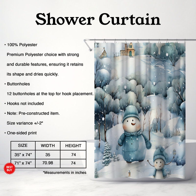 Snowy Sculpture - Rideau de douche Premium, H 74 po x l 71 po