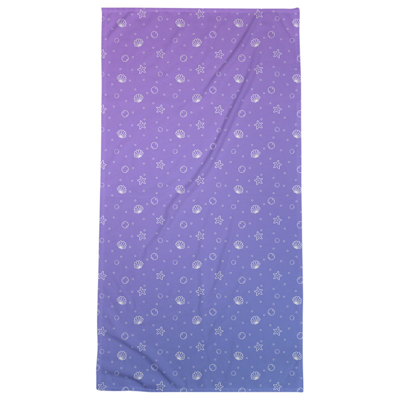 Serviette de bain coquillage, Bleu/mauve