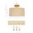 2-Light Rattan Drum Shade Dimmable Semi Flush Mount Ceiling Light with Gold Finish