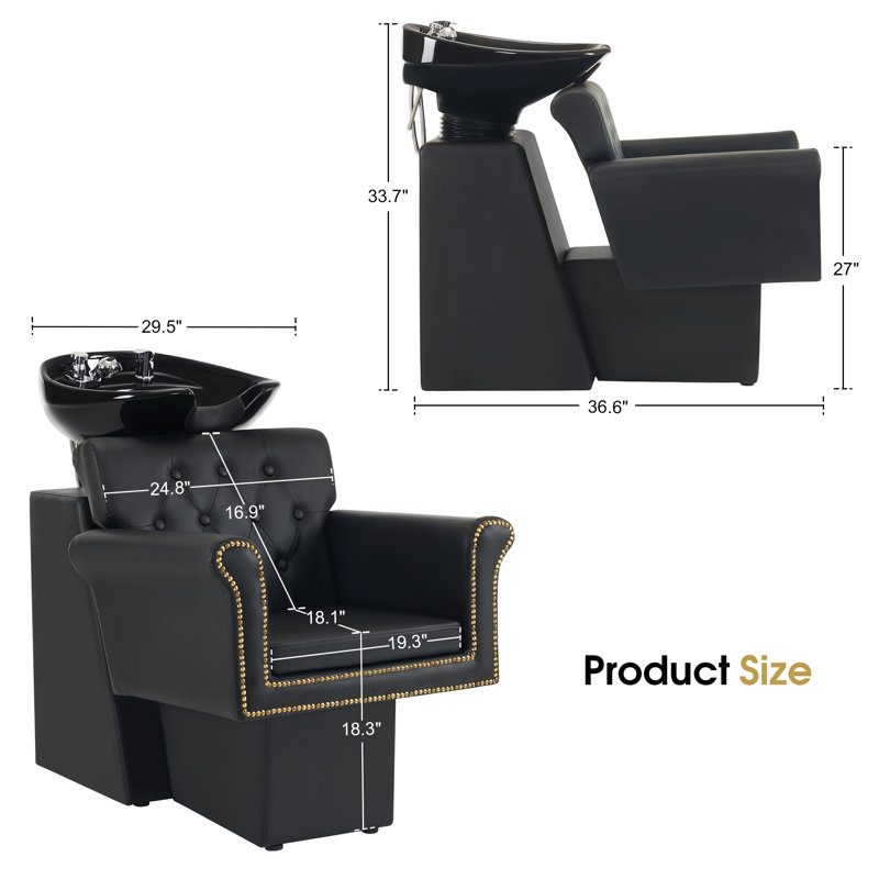 Shampoo Station Chair, Backwash Shampoo Ceramic Bowl and Chair Set for Salon