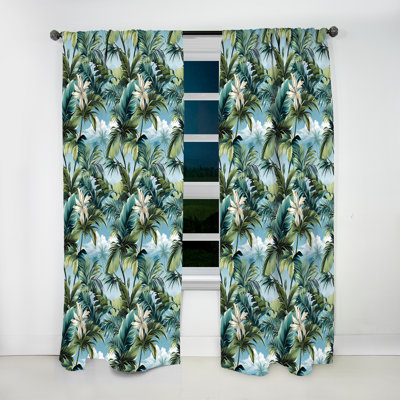 Palmier à motif tropical I - Rideau floral - Velours obscurcissant - 1 panneau