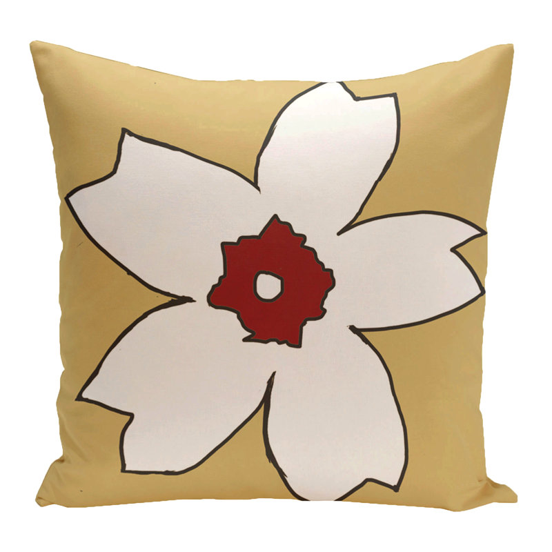 Gunveig Floral Outdoor Reversible Throw Pillow, Yellow