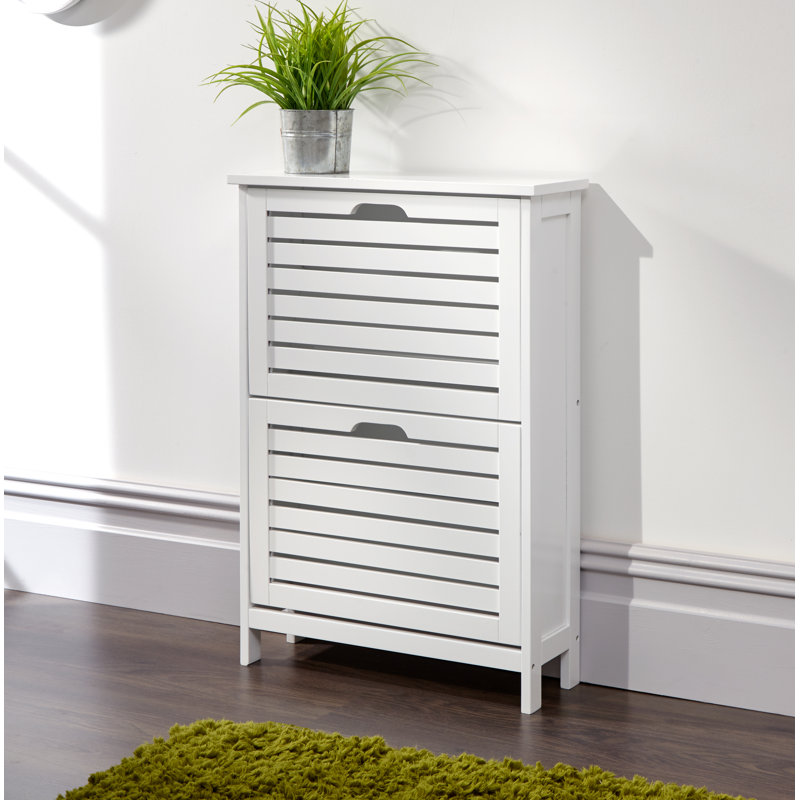 4 Pair Flip Down Shoe Storage, White