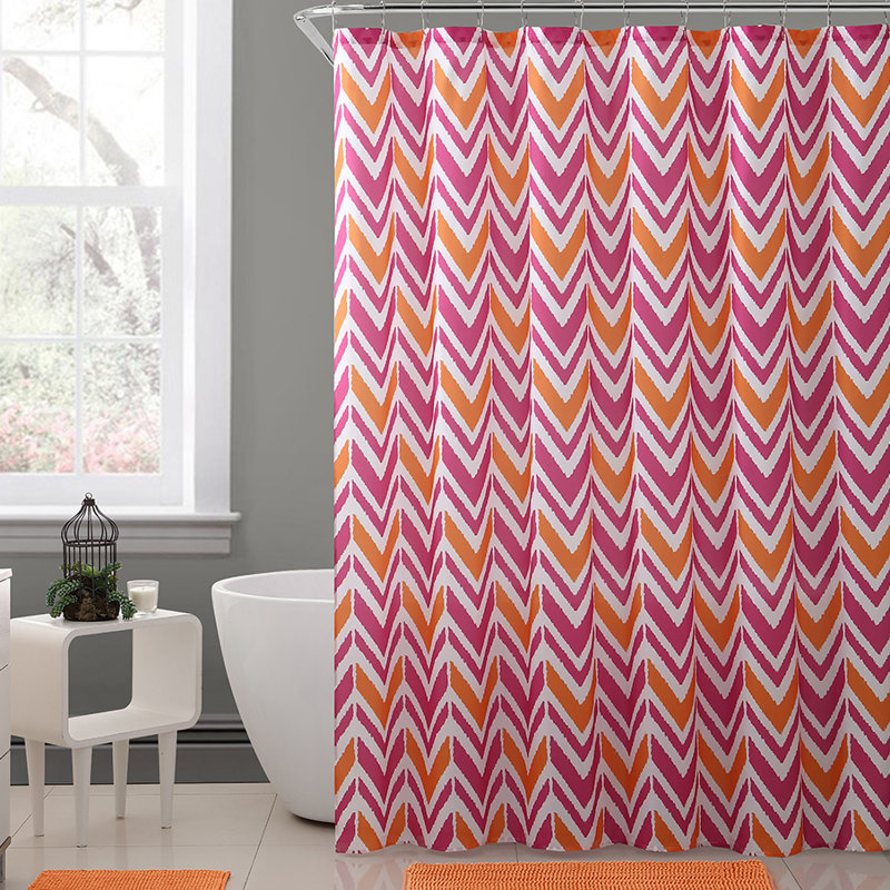 Rideau de douche simple en polyester à chevron de bain royal Kallock, Orange / rose