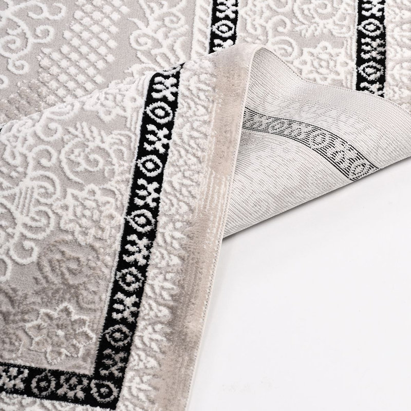Tapis oriental beige antidérapant lavable à la machine, Rectangle 4 pi x 5 pi 11 po