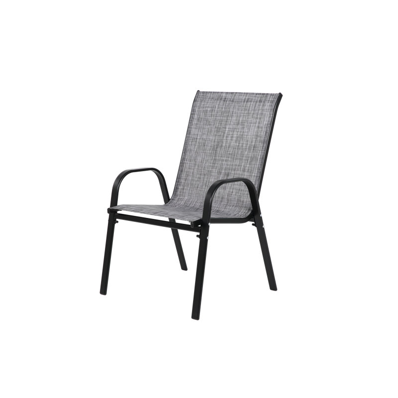 Ensemble de chaises de patio 4 pièces, chaises de camping d'extérieur en tissu respirant textilène, dossier haut, gris