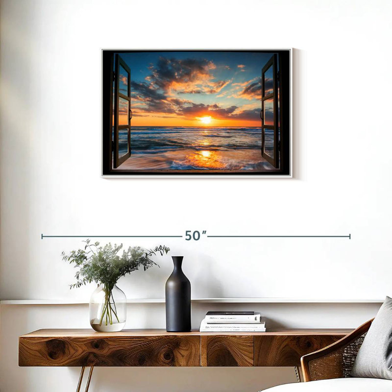 Fenêtre sur le Marcum du Pacifique, 31 po x 21 po, Cadre flottant blanc