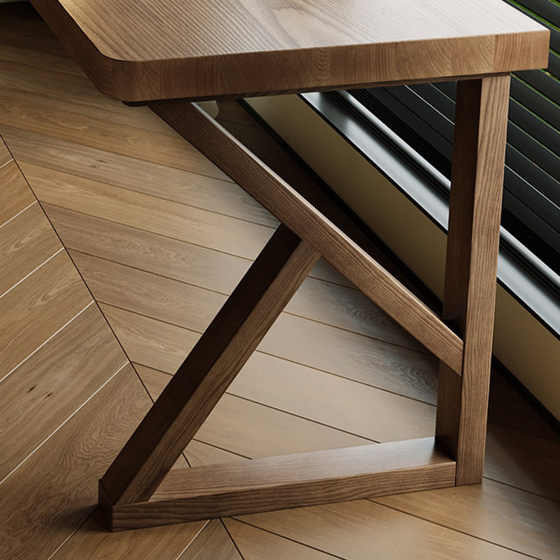 Modern L-Shaped Solid Wood Desk with Bookshelf, 74.8" H x 62.99" W x 47.24" D