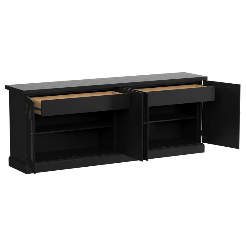 Florence 90'' Distressed Black 4-Door Dining Sideboard Buffet