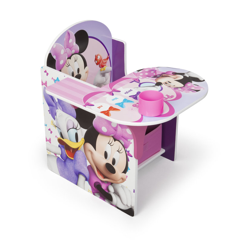 Minnie Mouse Purple Wooden Chair Desk with Storage Bin