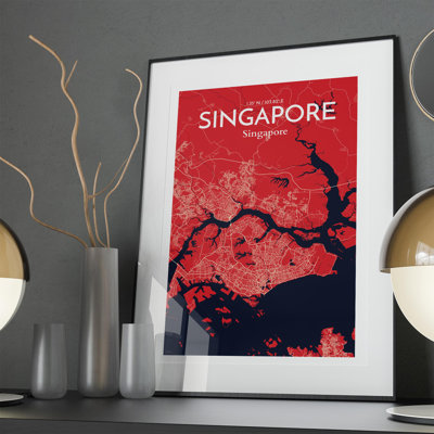 Singapore City Map In Nautical - No Frame Print