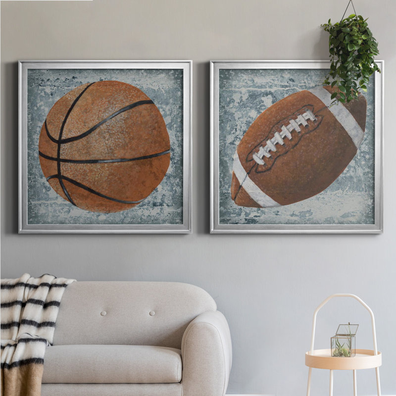 Grunge Sporting I Grunge Sporting I - ensemble de 2 impressions encadrées, H 26,5 po x l 53 po x P 1,5 po, Pas de tapis