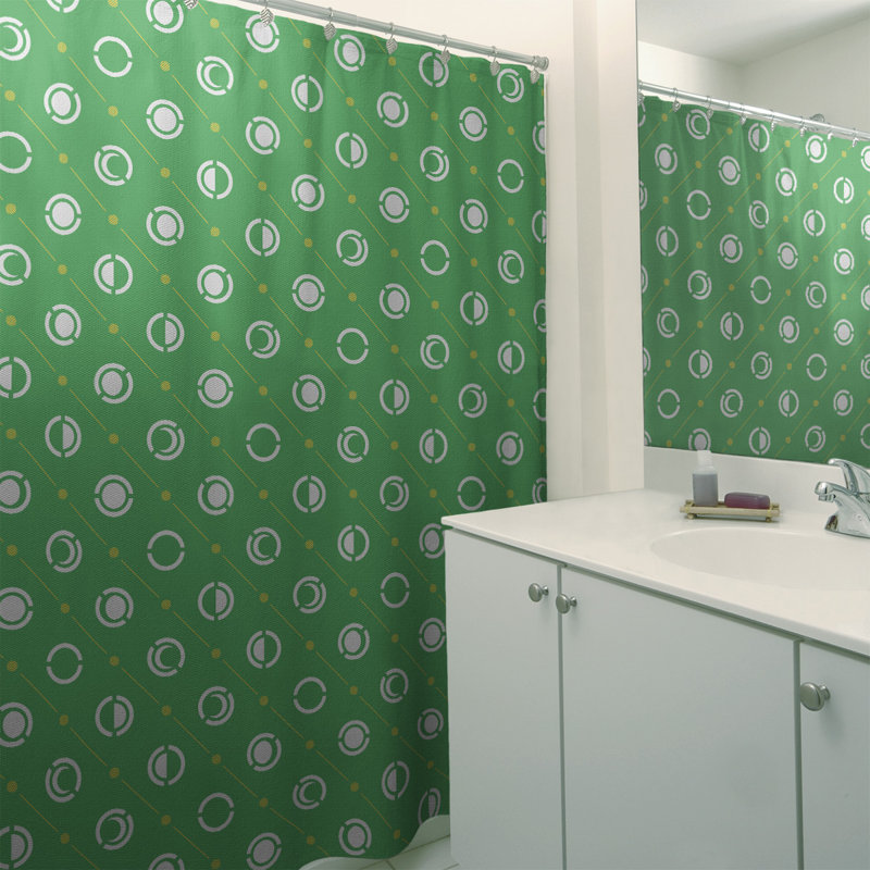 Rideau de douche à phases simples classic moon Noira Gothard, Vert foncé / blanc