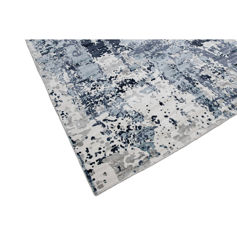 Abstract Area Rug in Blue, Rectangle 10' x 14'