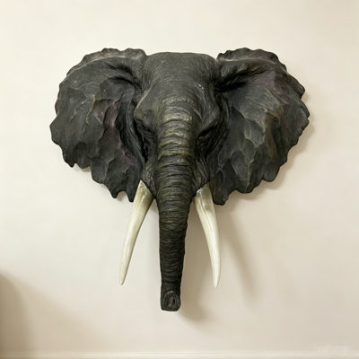 Realistic Resin African Elephant Head Wall Sculpture