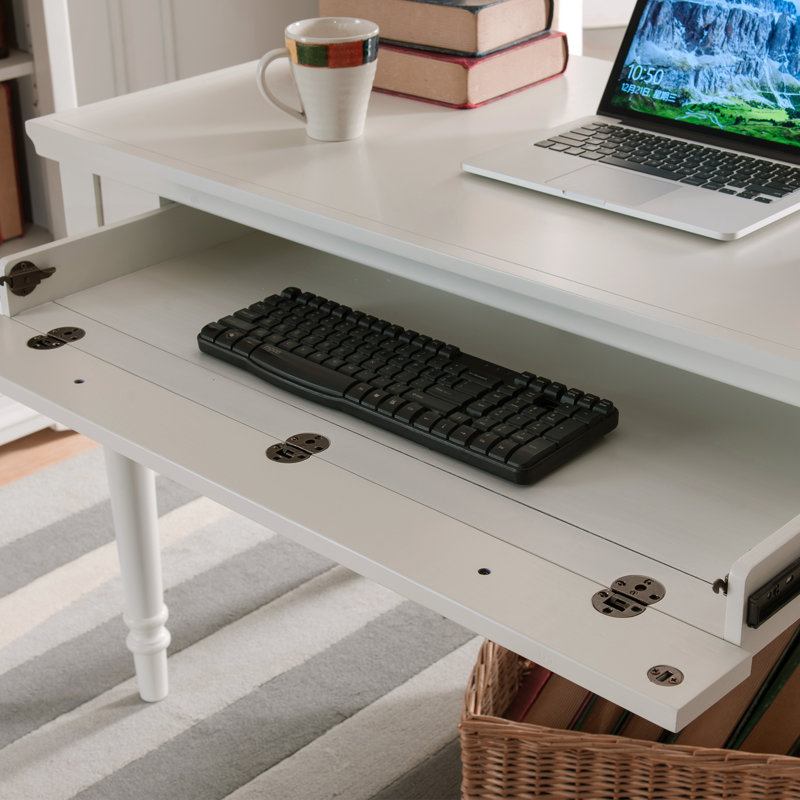 Farmhouse Solid + Manufactured Wood Laptop Desk, White