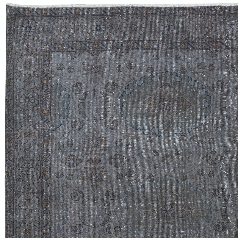 5.6x8.7 Ft Traditional Handmade Rug in Iron Grey Colour, Modern Home Decor Carpet from Turkey