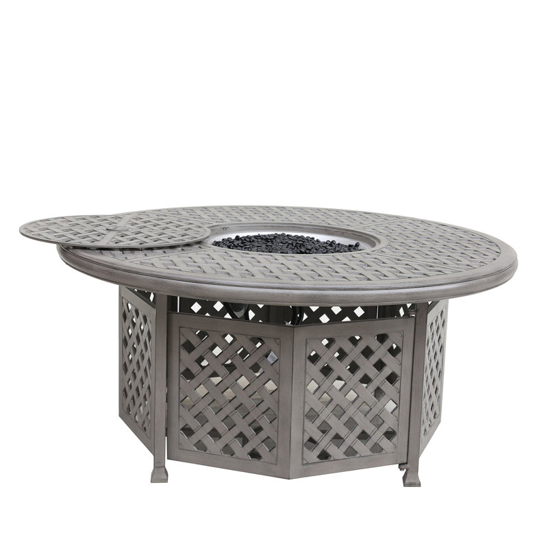 Table ronde en fonte d'aluminium avec seau à glace