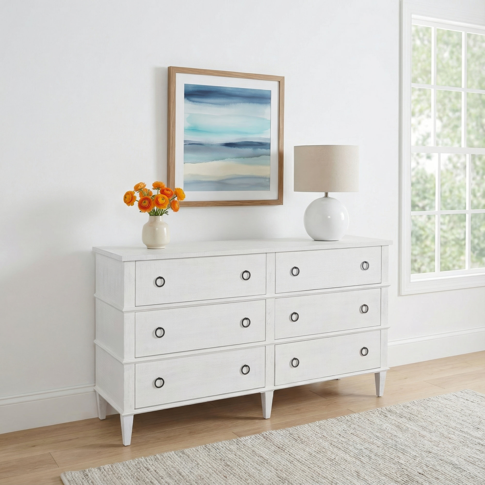 Bilbrook 6 - Drawer Double Dresser, White