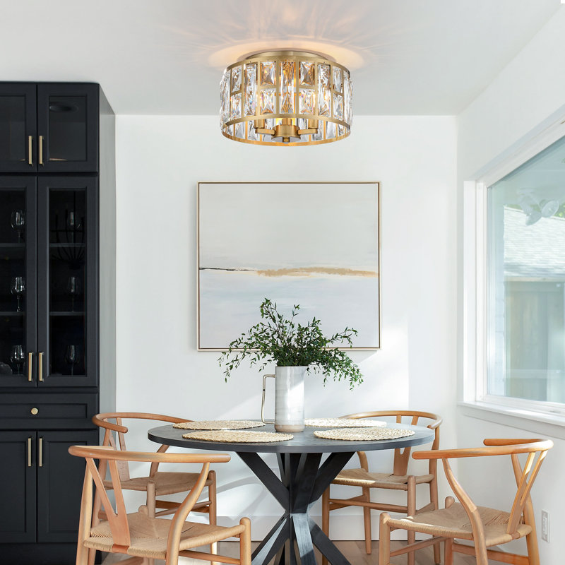 Plafonnier encastré en cristal 3 lumières Leanni, Doré
