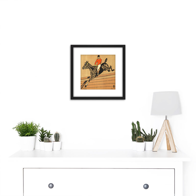 Horse Rider Jumping Sport Advert by Forestier - Single Picture Frame Painting