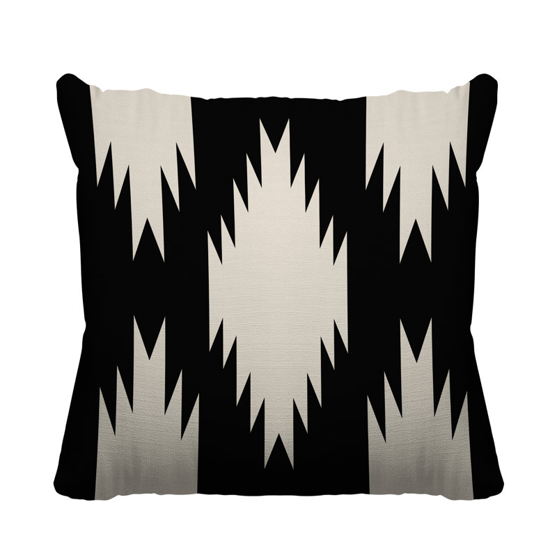 Coussin intérieur / extérieur Yuma Southwestern, L 17 po x H 17 po, Noir