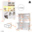 White/Black tall kitchen cabinet with LED lights and USB ports, living room storage cabinet with drawers and glass shelves-124901726