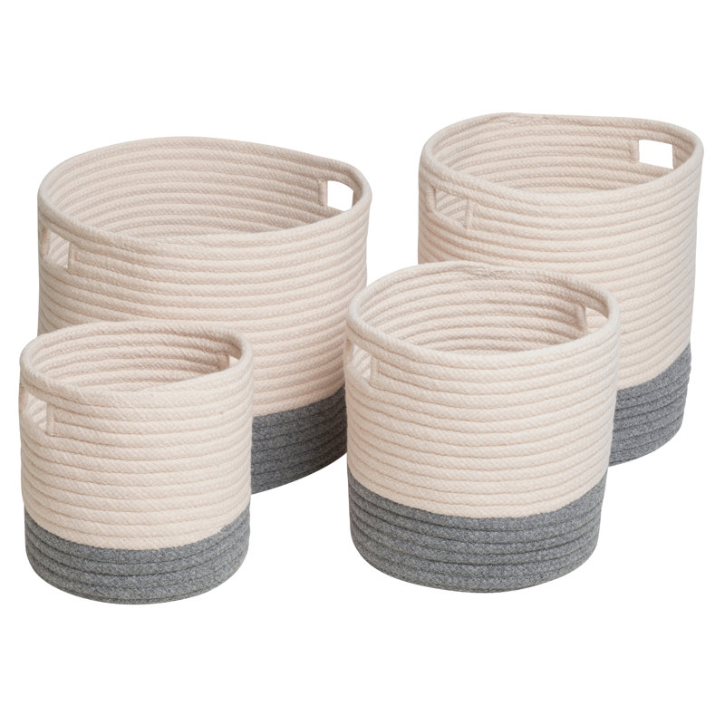 AllModern Fabric Decorative Basket, Gray, 16" H x 20" W x 20" D