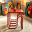Table de bout carrée moderne, table d'appoint en acier rouge, table d'appoint de salon.-588514681