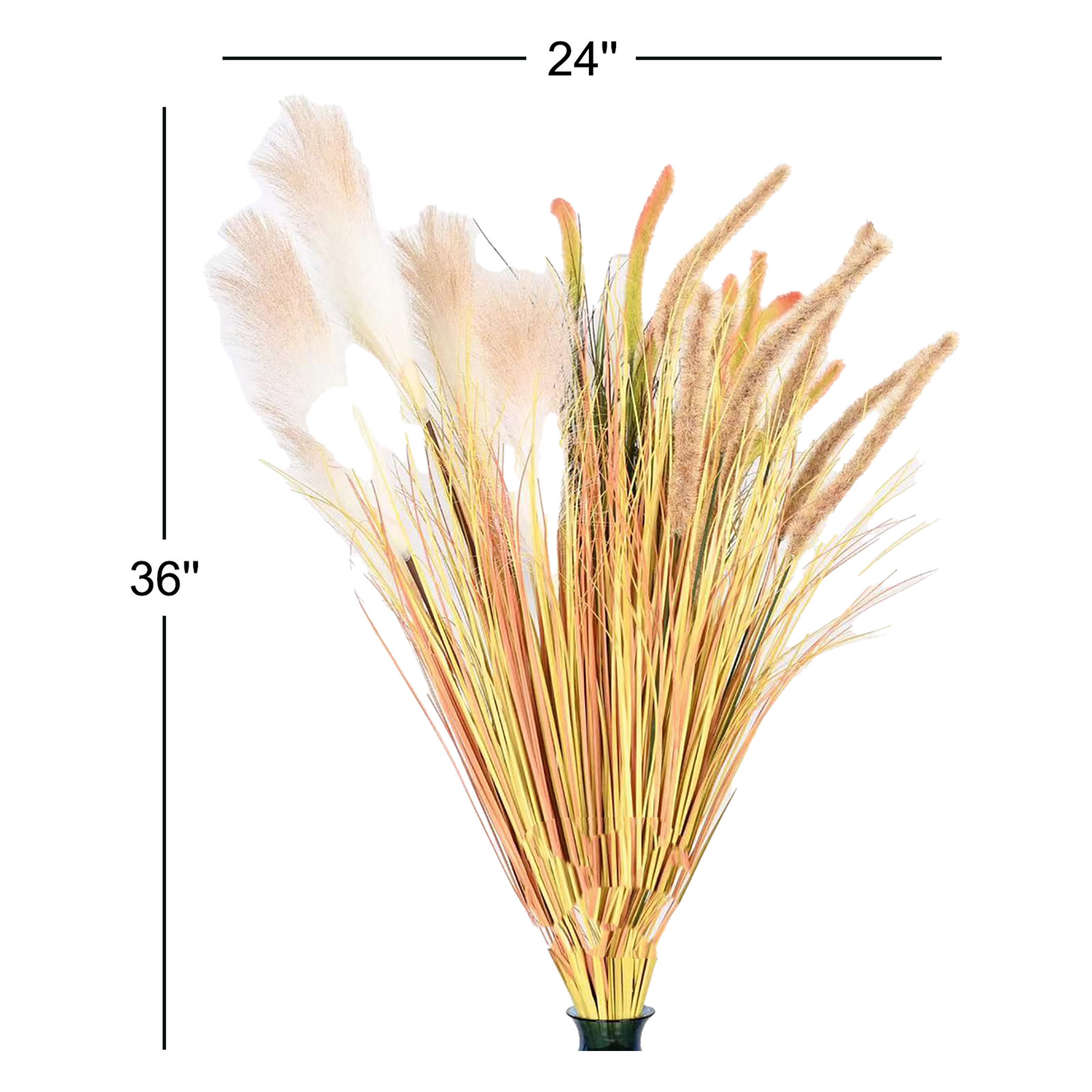 36" H Farmhouse Artificial Onion Tall Grass Greenery, Boho Faux Fake Grass Shrubs Plant For Vase Filler Home Office Decoration