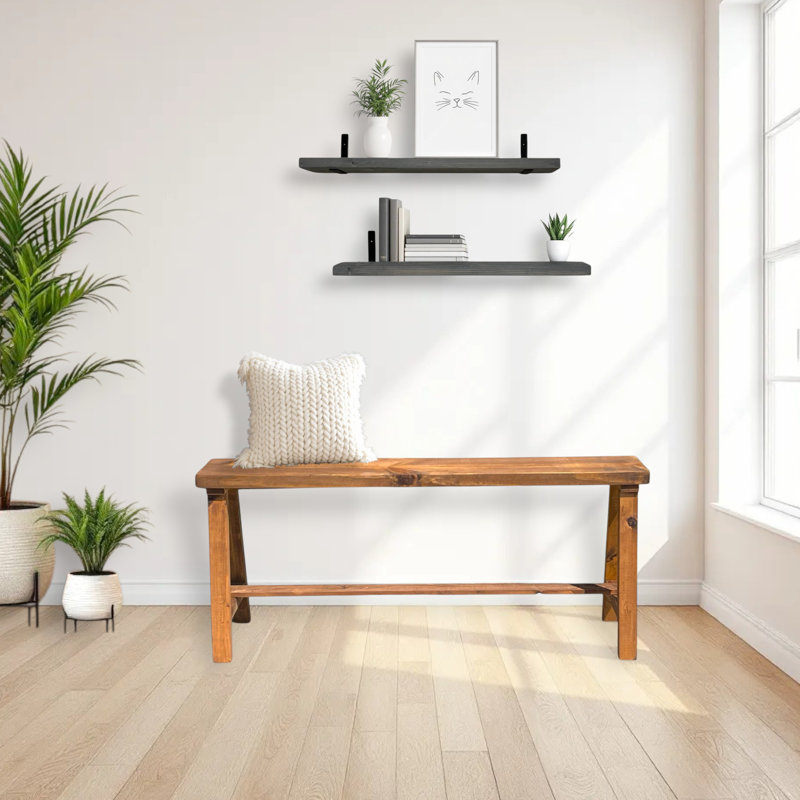 Heritage Farmhouse Entryway Bench, 21" H x 48" W x 16" D, Light Brown