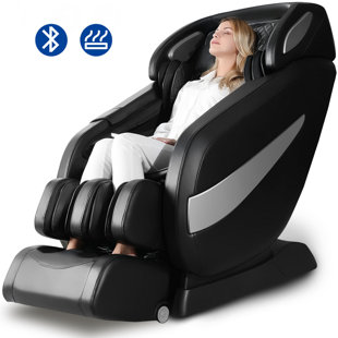 Kneading Massage Office Chair with Heating, 90°-135° Reclining Backrest, Black