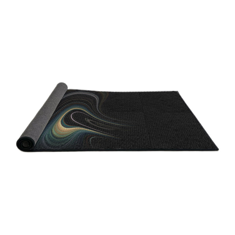 Tapis noir tissé à la machine, Carré 7 pi