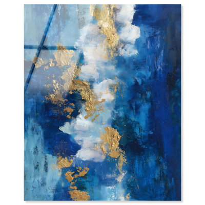 «Veins of Gold III», impression sur toile bleue et dorée par Art Remedy, prête à être suspendue, 16 x 20