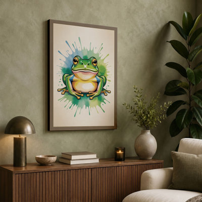 Smiling Frog Modern 1 Piece Wrapped Canvas Wall Art