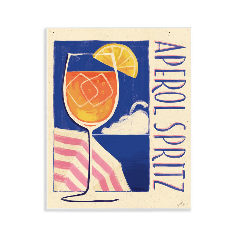 Art mural rétro sur bois Aperol Spirz par Janelle Penner