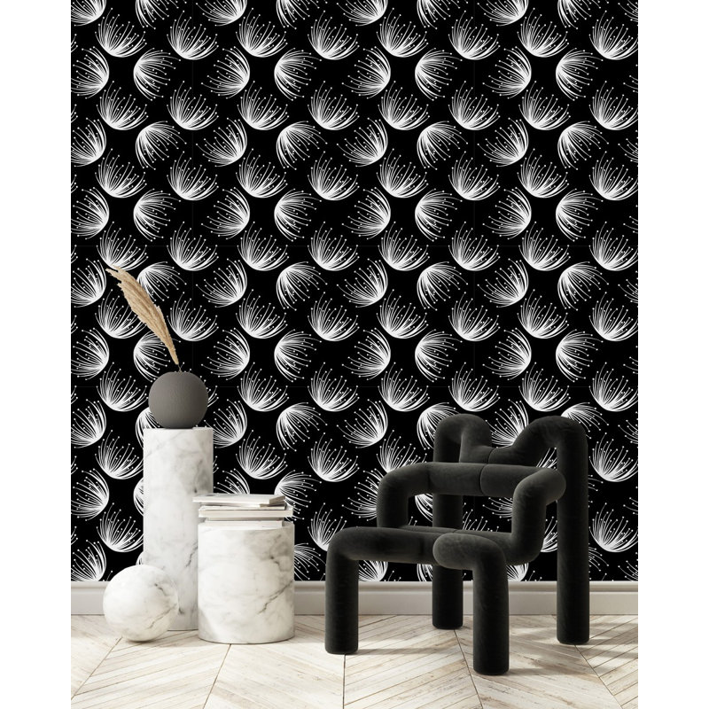 Papier peint noir et blanc, L 225 po x l 25 po