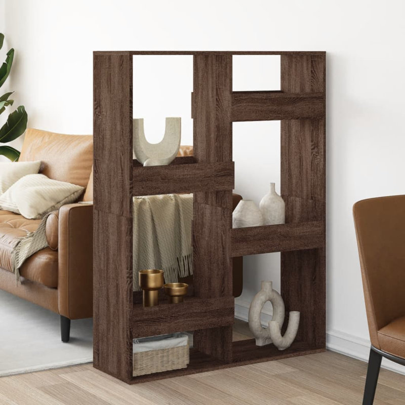 Amiliah 100 cm W Bookcase, 135cm H x 100cm W x 33cm D, Brown oak look