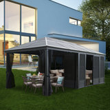 21 Ft. W x 11 Ft. D Aluminum Patio Gazebo Wall-Mounted Solarium