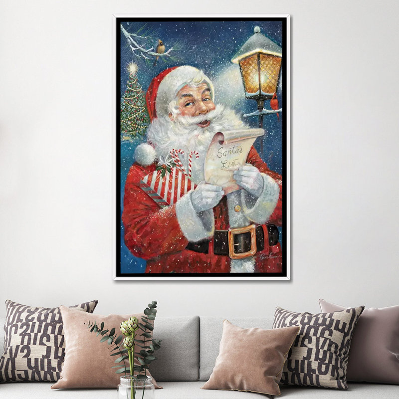 «Santa's List» par Ruane Manning - reproduction d'art, Aucun mat, H 60 po x l 40po x P 1,5 po, Toile blanche encadrée