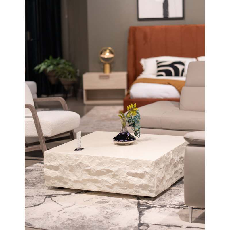 Aishat - Table basse carrée moderne, Off-White